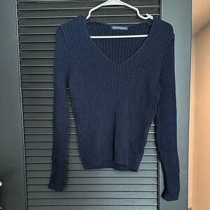 brandy melvile Deep Blue V-Neck Sweater